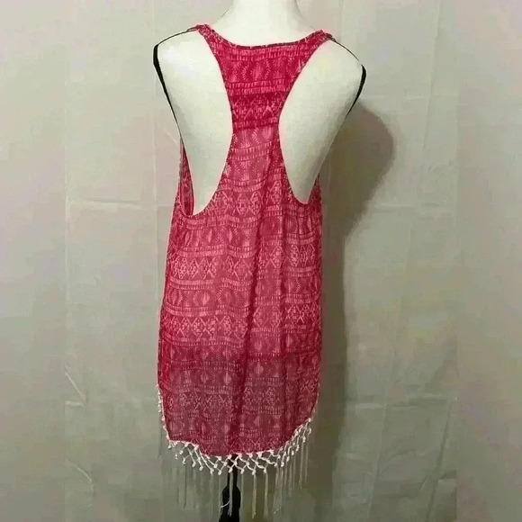 Francesca's‎ Women's Pink & White Playful Fringed Summer Swim Cover Size S/M - Picture 3 of 4